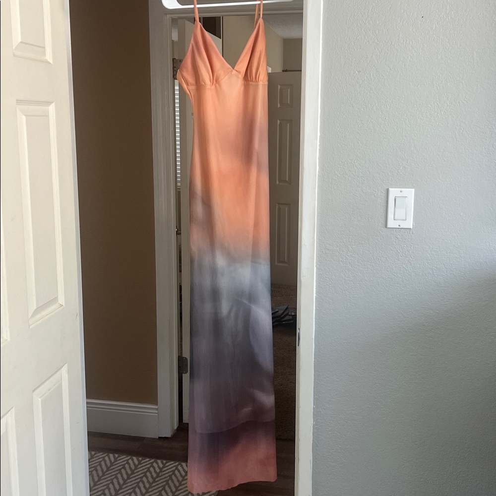 Elegant Ombre Maxi Dress - Orange and Gray